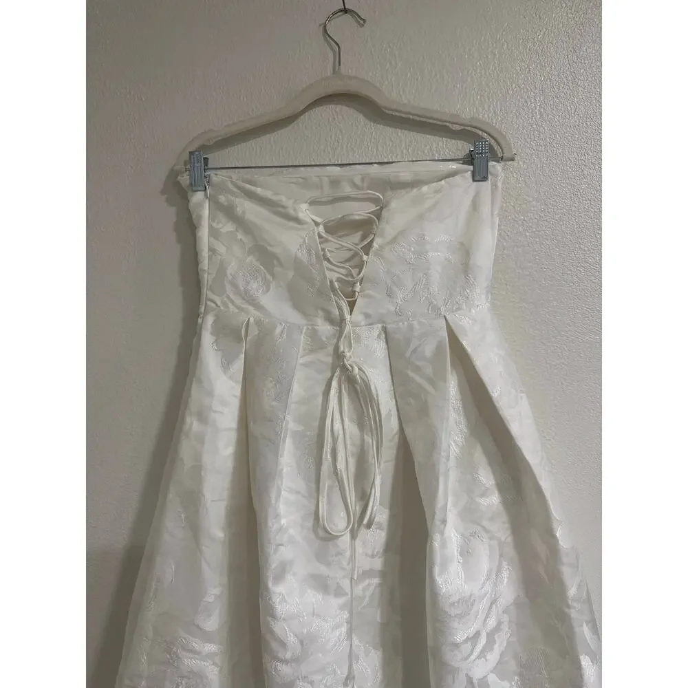 NWT Lulus Laurelin White Jacquard Pleated Strapless Maxi Dress Bridal Medium